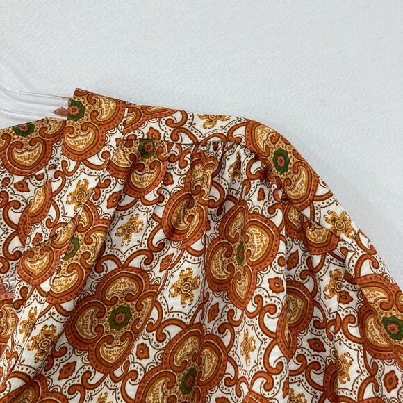 Ryegrass size 1X Floral Abstract Geometric Boho Long Sleeve Popover Blouse - Picture 6 of 11